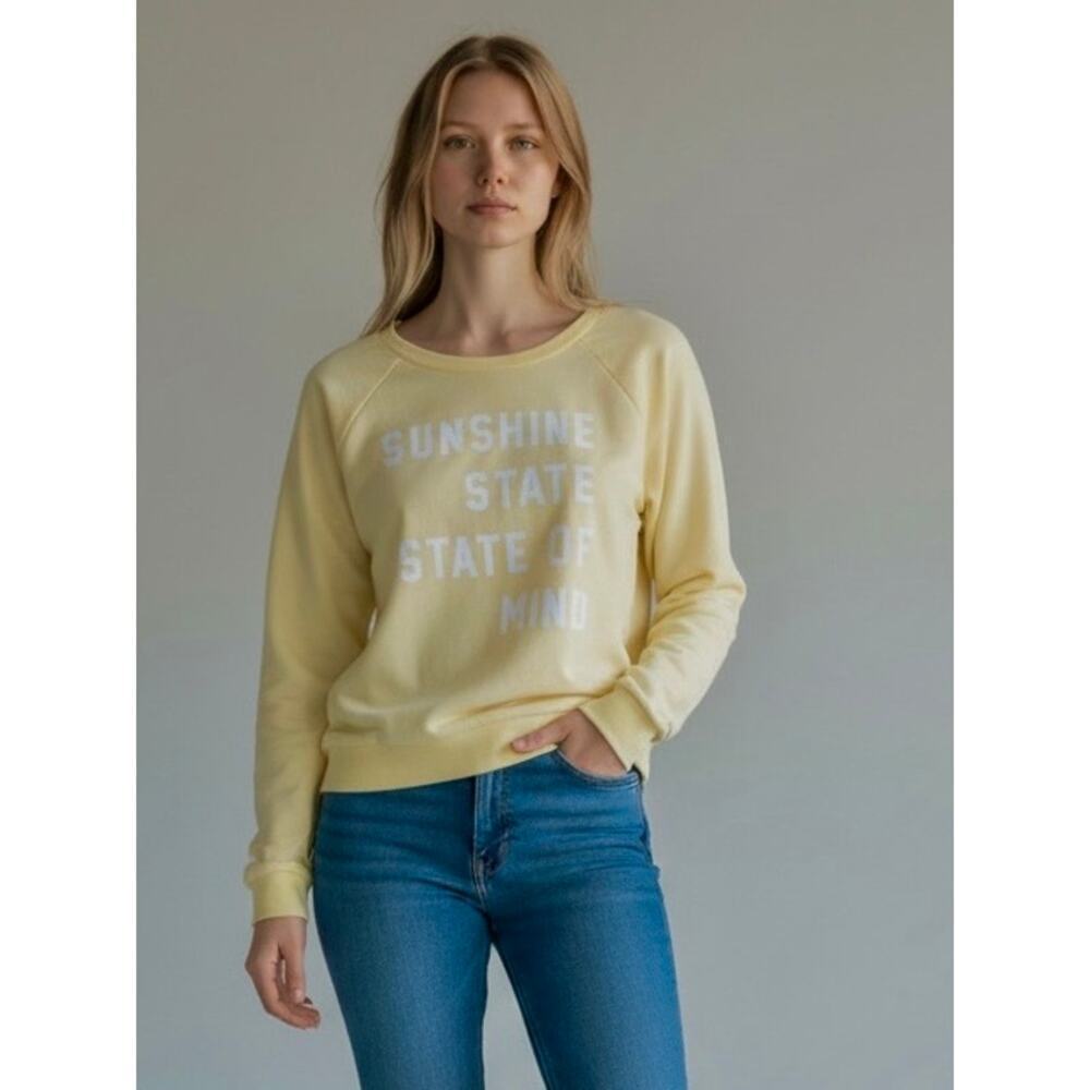 Sol Angeles Sunshine State of Mind Sweatshirt Yellow XS Made USA NWT